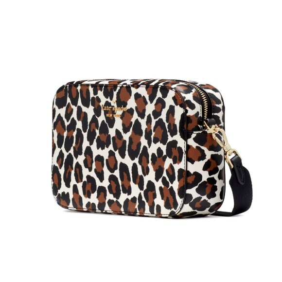 New Kate Spade Madison Spotted Leopard Mini Camera Bag Cream Multi - Picture 2 of 5